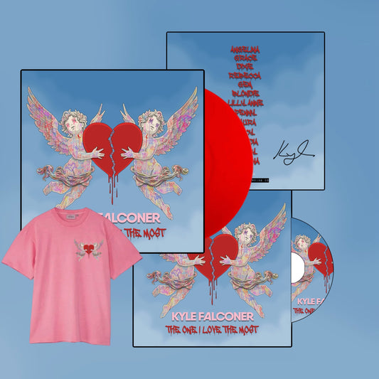 Kyle Falconer - The One I Love The Most Signed Transparent Red Vinyl, CD & Pink T-shirt BUNDLE - Limited Edition PRE ORDER