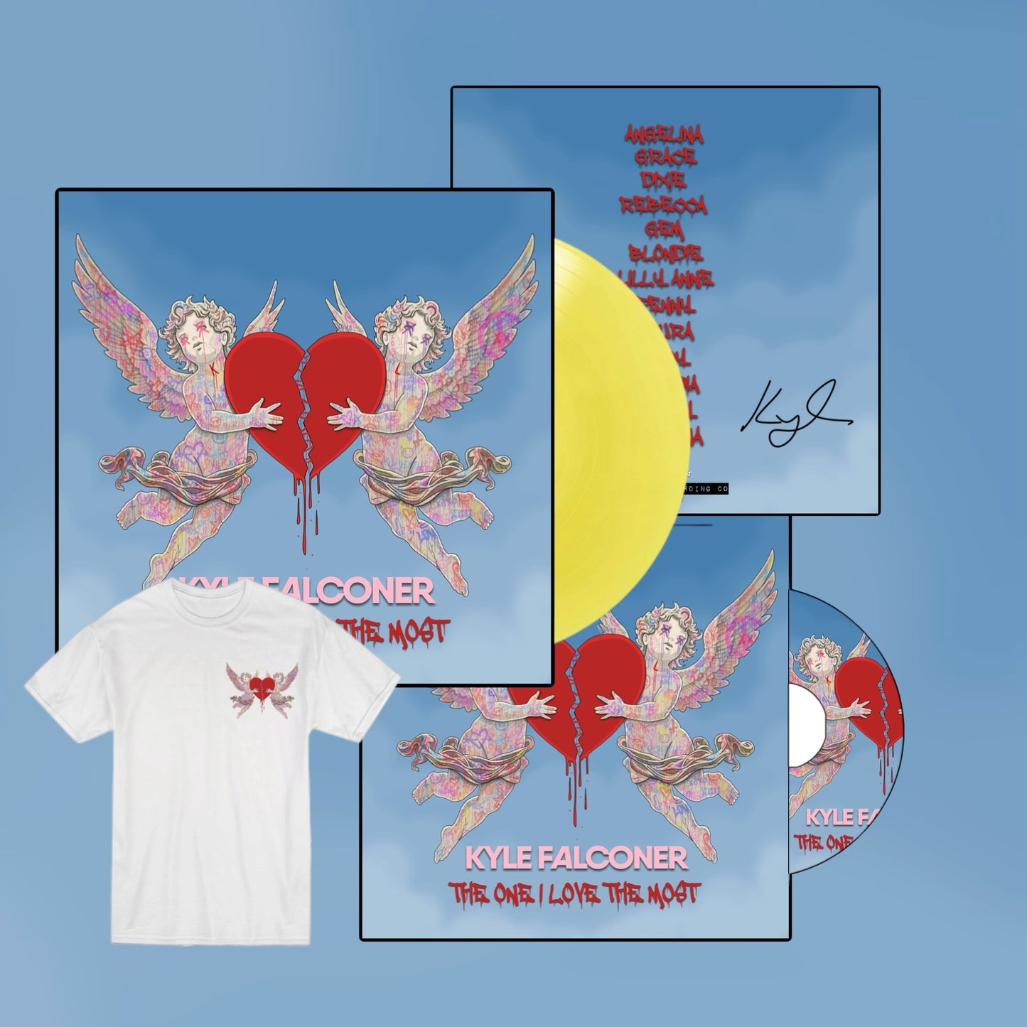 Kyle Falconer - The One I Love The Most Signed Transparent Yellow Vinyl, CD & White T-shirt BUNDLE - Limited Edition PRE ORDER